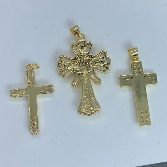 1 Piece Copper Zircon Cross Pendant