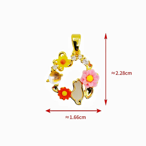 1 Piece Copper Zircon Heart Shape Flower Butterfly Pendant