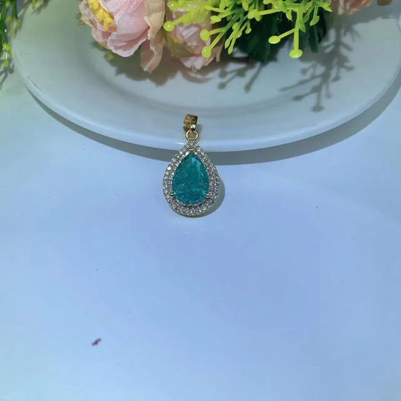 1 Piece Copper Zircon Water Droplets Pendant