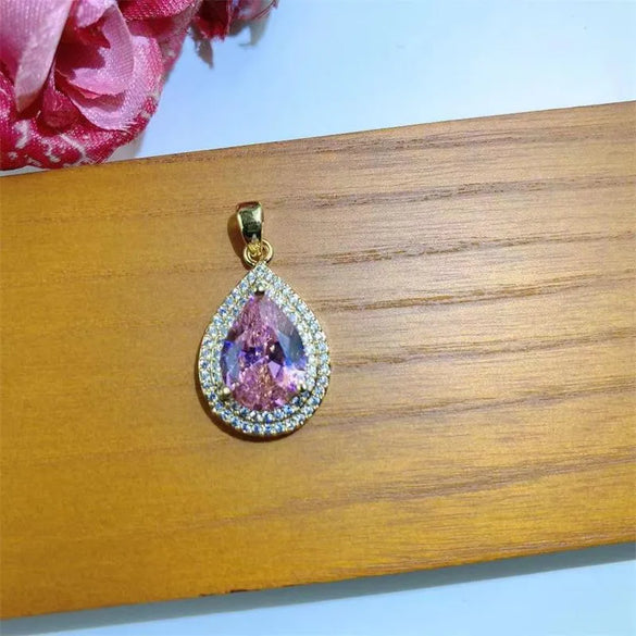 1 Piece Copper Zircon Water Droplets Pendant
