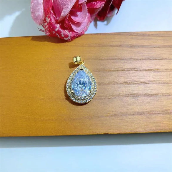 1 Piece Copper Zircon Water Droplets Pendant
