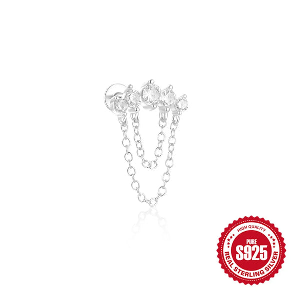 1 Piece Ear Cartilage Rings & Studs Elegant Modern Style Geometric 925 Sterling Silver Zircon Ear Cartilage Rings & Studs