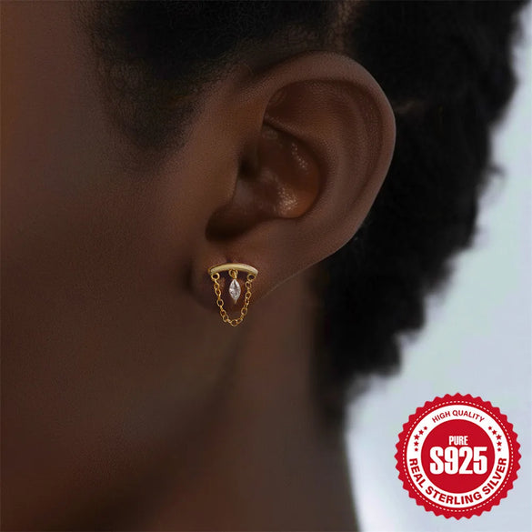 1 Piece Ear Cartilage Rings & Studs Elegant Modern Style Geometric 925 Sterling Silver Zircon Ear Cartilage Rings & Studs