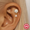 1 Piece Ear Cartilage Rings & Studs Elegant Simple Style Heart Shape Flower 925 Sterling Silver Opal Ear Cartilage Rings & Studs