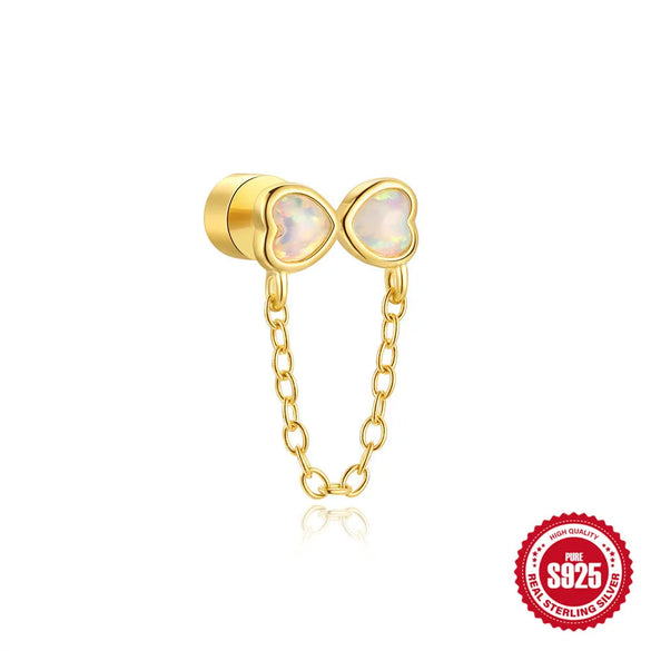 1 Piece Ear Cartilage Rings & Studs Elegant Simple Style Heart Shape Flower 925 Sterling Silver Opal Ear Cartilage Rings & Studs