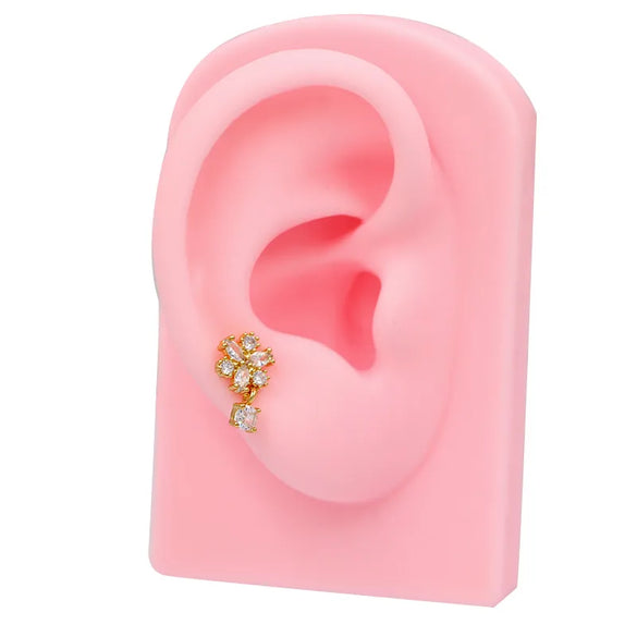 1 Piece Ear Cartilage Rings & Studs Hip-Hop Cool Style Heart Shape Butterfly Bow Knot 316 Stainless Steel  Copper Inlay Resin Glass Gold Plated