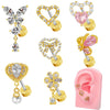 1 Piece Ear Cartilage Rings & Studs Hip-Hop Cool Style Heart Shape Butterfly Bow Knot 316 Stainless Steel  Copper Inlay Resin Glass Gold Plated
