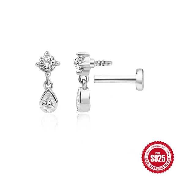 1 Piece Ear Cartilage Rings & Studs IG Style Cross Infinity Heart Shape 925 Sterling Silver Plating Inlay Zircon Ear Cartilage Rings & Studs