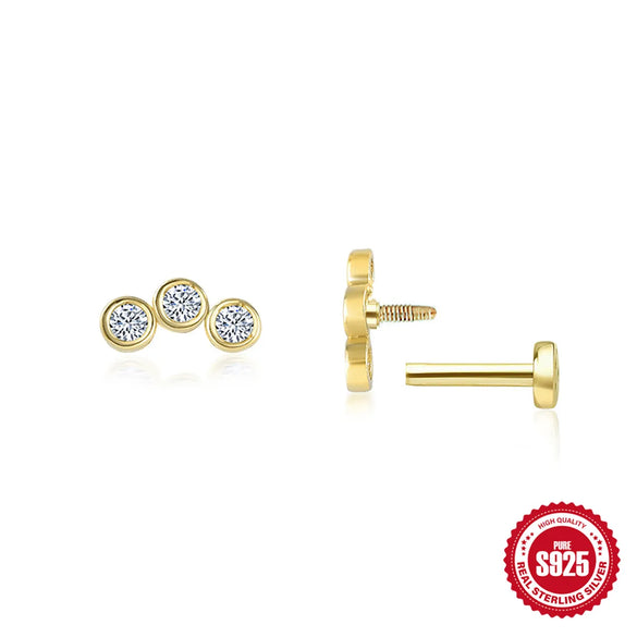 1 Piece Ear Cartilage Rings & Studs IG Style Cross Infinity Heart Shape 925 Sterling Silver Plating Inlay Zircon Ear Cartilage Rings & Studs