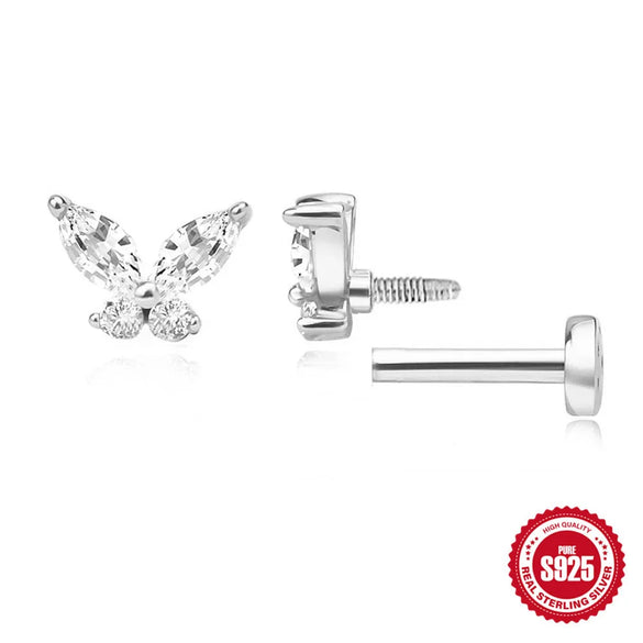 1 Piece Ear Cartilage Rings & Studs IG Style Cross Infinity Heart Shape 925 Sterling Silver Plating Inlay Zircon Ear Cartilage Rings & Studs