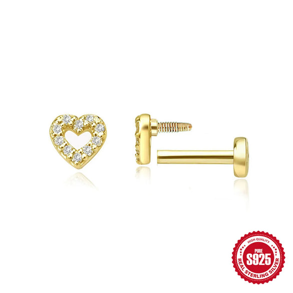 1 Piece Ear Cartilage Rings & Studs IG Style Cross Infinity Heart Shape 925 Sterling Silver Plating Inlay Zircon Ear Cartilage Rings & Studs