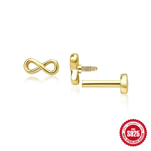 1 Piece Ear Cartilage Rings & Studs IG Style Cross Infinity Heart Shape 925 Sterling Silver Plating Inlay Zircon Ear Cartilage Rings & Studs