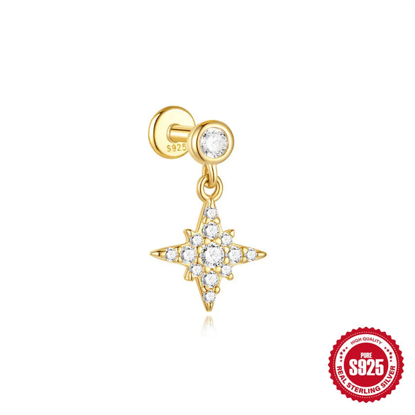 1 Piece Ear Cartilage Rings & Studs IG Style Geometric Flower Bow Knot 925 Sterling Silver Plating Inlay Zircon Ear Cartilage Rings & Studs