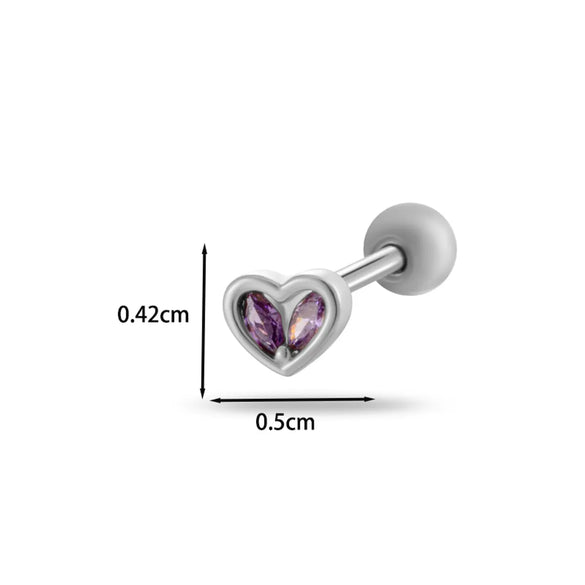 1 Piece Ear Cartilage Rings & Studs IG Style Vintage Style Simple Style Heart Shape Flower Butterfly 316 Stainless Steel  Copper Inlay Zircon Ear Cartilage Rings & Studs
