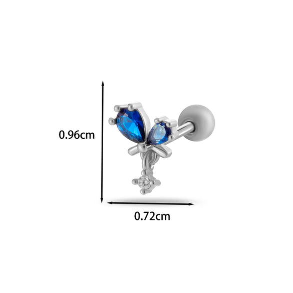 1 Piece Ear Cartilage Rings & Studs IG Style Vintage Style Simple Style Heart Shape Flower Butterfly 316 Stainless Steel  Copper Inlay Zircon Ear Cartilage Rings & Studs