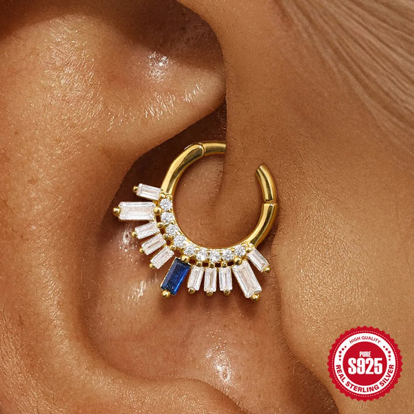 1 Piece Ear Cartilage Rings & Studs Simple Style Geometric 925 Sterling Silver Plating Ear Cartilage Rings & Studs