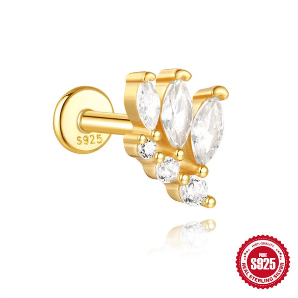 1 Piece Ear Cartilage Rings & Studs Simple Style Geometric 925 Sterling Silver Zircon Ear Cartilage Rings & Studs