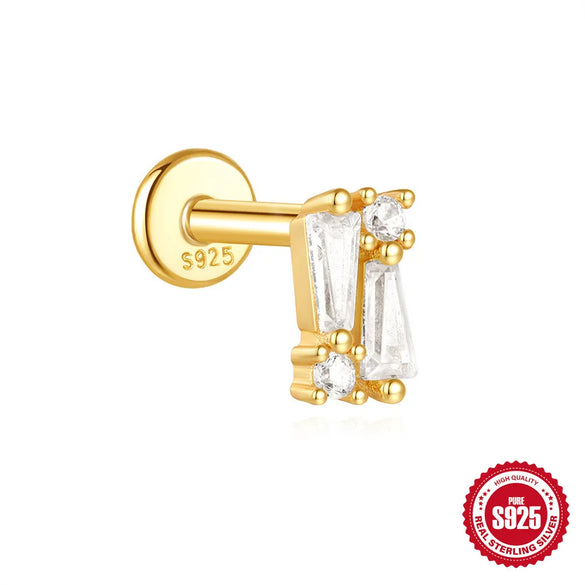 1 Piece Ear Cartilage Rings & Studs Simple Style Geometric 925 Sterling Silver Zircon Ear Cartilage Rings & Studs