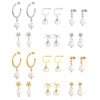 1 Piece Elegant C Shape Flower Bow Knot Inlay 304 Stainless Steel Rhinestones Pearl 18K Gold Plated Drop Earrings