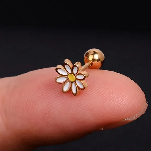 1 Piece Elegant Cute Retro Flower Enamel Plating 304 Stainless Steel Ear Studs