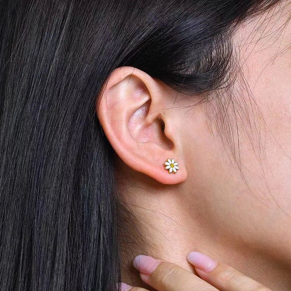 1 Piece Elegant Cute Retro Flower Enamel Plating 304 Stainless Steel Ear Studs
