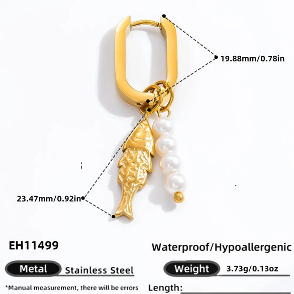 1 Piece Elegant Simple Style Fish 304 Stainless Steel 18K Gold Plated Drop Earrings