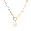 Fashion Irregular Stainless Steel Baroque Pearls Plating 18k Gold Plated Pendant Necklace