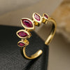 1 Piece Fashion Leaf Copper Plating Inlay Zircon Open Ring