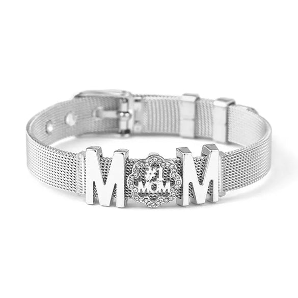 1 Piece Fashion Letter Heart Shape Alloy Titanium Steel Inlay Zircon Mother'S Day Couple Bracelets