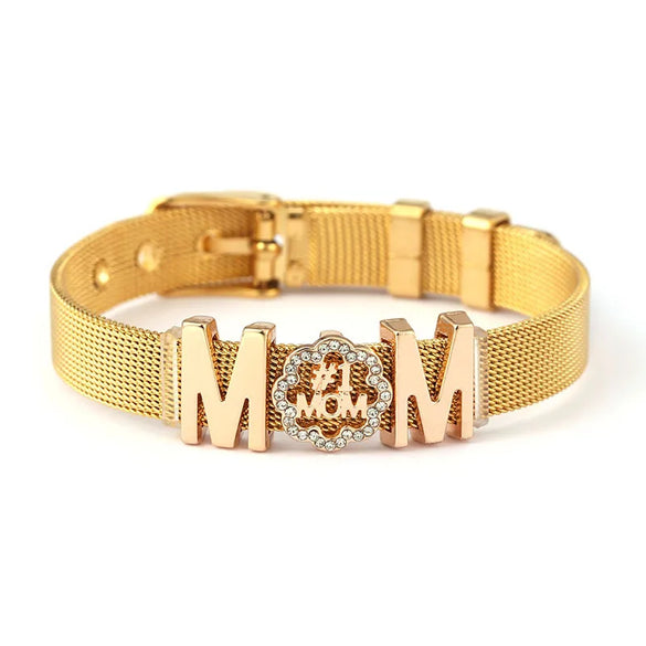 1 Piece Fashion Letter Heart Shape Alloy Titanium Steel Inlay Zircon Mother'S Day Couple Bracelets