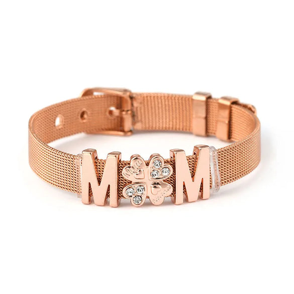 1 Piece Fashion Letter Heart Shape Alloy Titanium Steel Inlay Zircon Mother'S Day Couple Bracelets