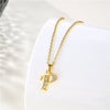 Fashion Letter Stainless Steel Titanium Steel Plating Inlay Zircon 18k Gold Plated Gold Plated Pendant Necklace