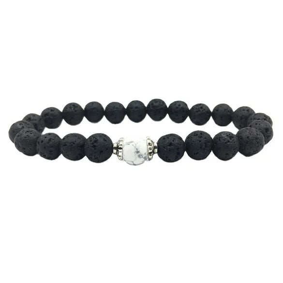 1 Piece Fashion Round Crystal Volcanic Rock Beaded Unisex Bracelets