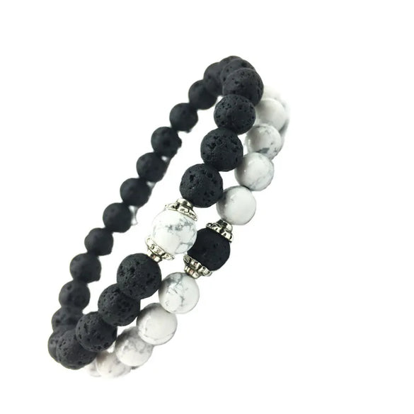 1 Piece Fashion Round Crystal Volcanic Rock Beaded Unisex Bracelets