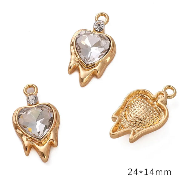 1 Piece Glass Copper Heart Shape Pendant