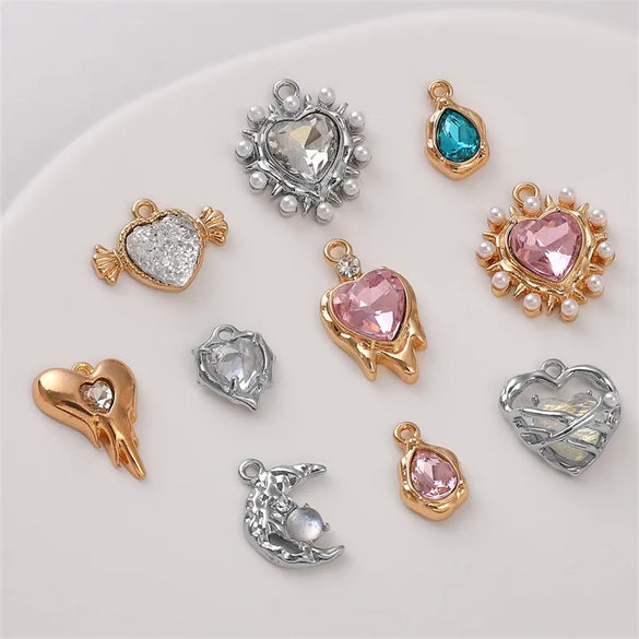 1 Piece Glass Copper Heart Shape Pendant