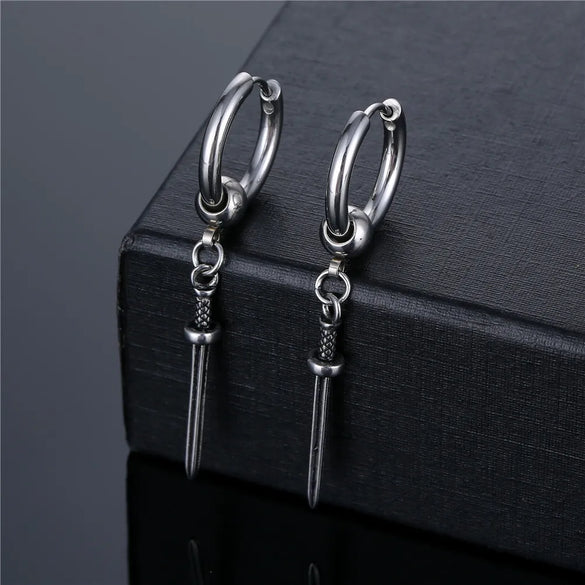 1 Piece Hip-Hop Geometric Titanium Steel Plating Men'S Drop Earrings
