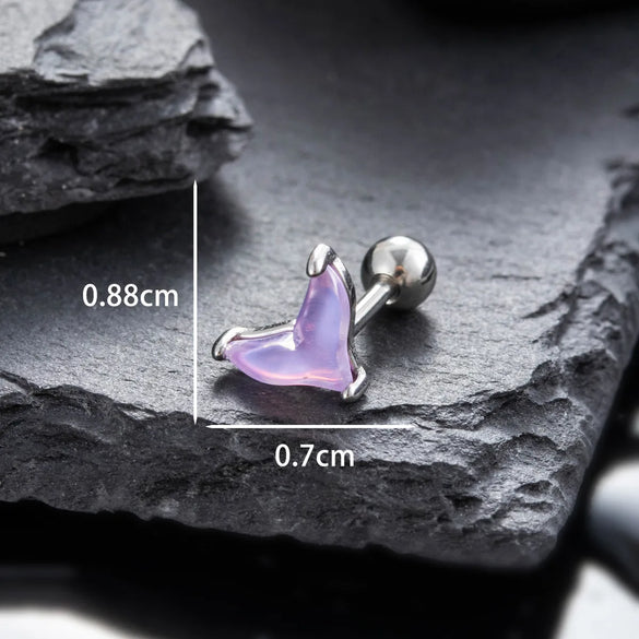 1 Piece Hip-Hop Simple Style Fish Tail 316 Stainless Steel  Zircon Ear Studs