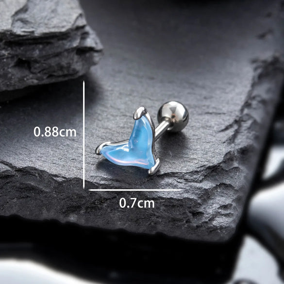 1 Piece Hip-Hop Simple Style Fish Tail 316 Stainless Steel  Zircon Ear Studs