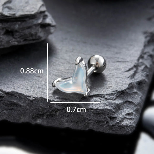 1 Piece Hip-Hop Simple Style Fish Tail 316 Stainless Steel  Zircon Ear Studs
