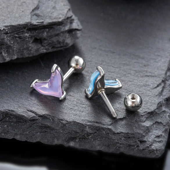 1 Piece Hip-Hop Simple Style Fish Tail 316 Stainless Steel  Zircon Ear Studs