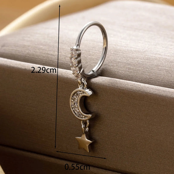 1 Piece IG Style French Style Simple Style Star Moon Flower Hollow Out Inlay Copper Zircon Drop Earrings Earrings Ear Studs