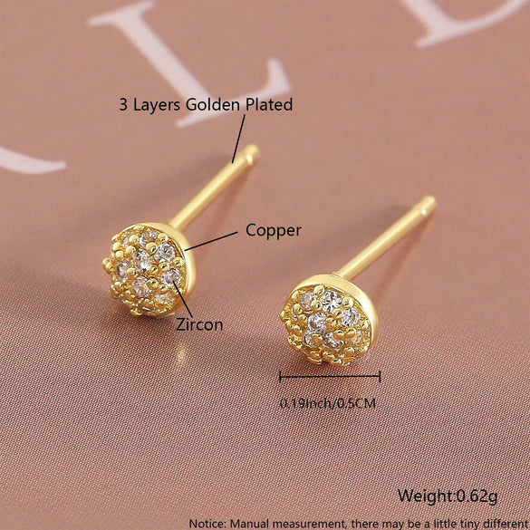 1 Piece IG Style Luxurious Simple Style Geometric Fish Tail Inlay Copper Zircon 18K Gold Plated Gold Plated Ear Studs