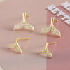 1 Piece IG Style Luxurious Simple Style Geometric Fish Tail Inlay Copper Zircon 18K Gold Plated Gold Plated Ear Studs