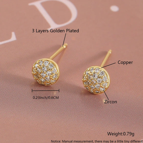 1 Piece IG Style Luxurious Simple Style Geometric Fish Tail Inlay Copper Zircon 18K Gold Plated Gold Plated Ear Studs