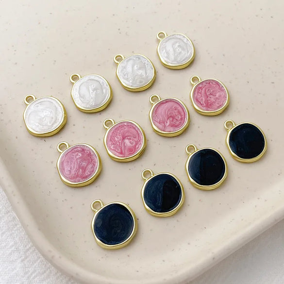 1 Piece Ig Style Simple Style Round Metal Drip Glazed Plating Jewelry Accessories