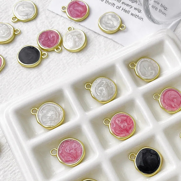 1 Piece Ig Style Simple Style Round Metal Drip Glazed Plating Jewelry Accessories