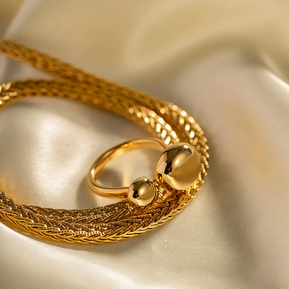 Ins Style Round Stainless Steel Plating 18k Gold Plated Open Ring