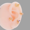 1 Piece Korean Style Heart Shape Butterfly Plating Inlay Stainless Steel Zircon 18k Gold Plated Ear Studs