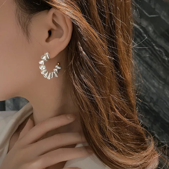 1 Piece Lady Simple Style Solid Color Beaded Plating Artificial Pearl Sterling Silver Ear Studs